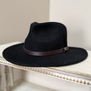 Scala Classic Black Hat with Brown Leather Detail